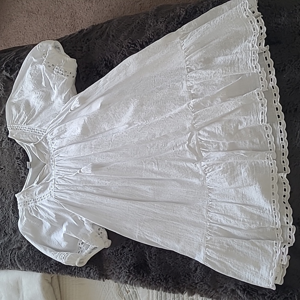 White Dress Eyelet Detail Size S